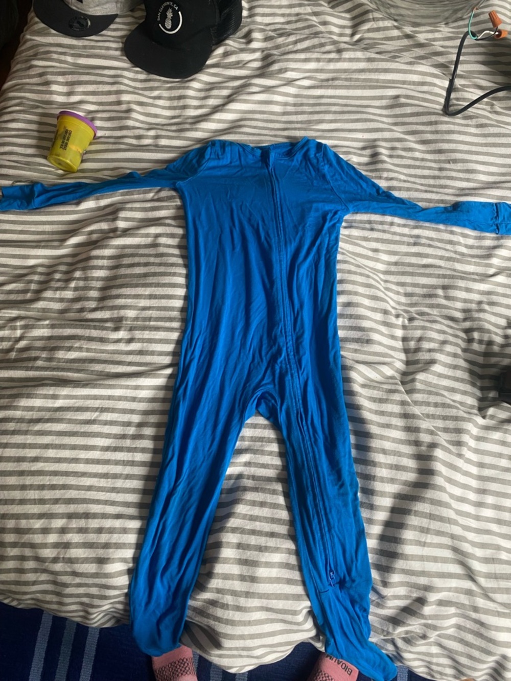 Bamboo Blue Kids One-Piece Footed Zippered Suit 3T